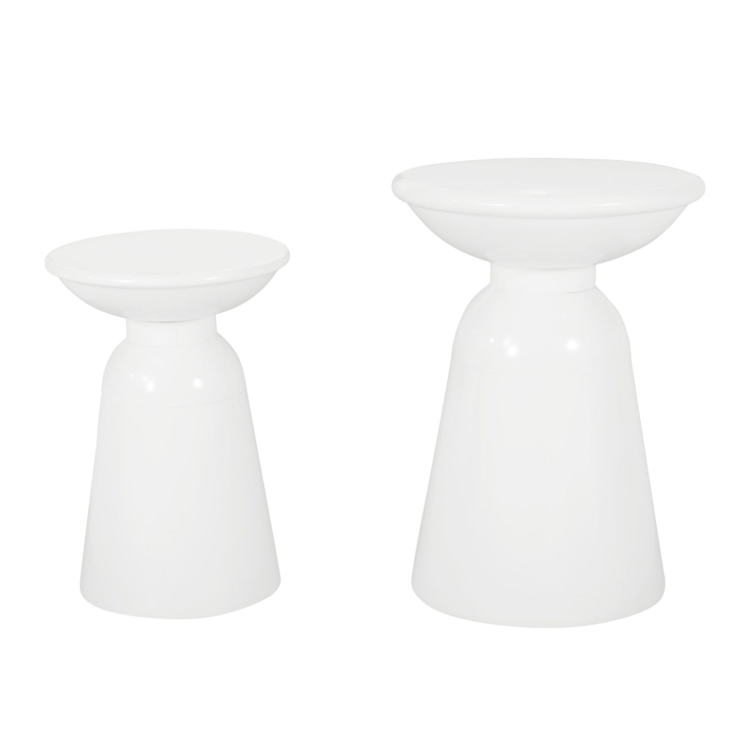 Serenita Outdoor Side Tables Set of 2 in white ceramic with flared design by HouseOfZazla on Tampa Home & Garden Store
