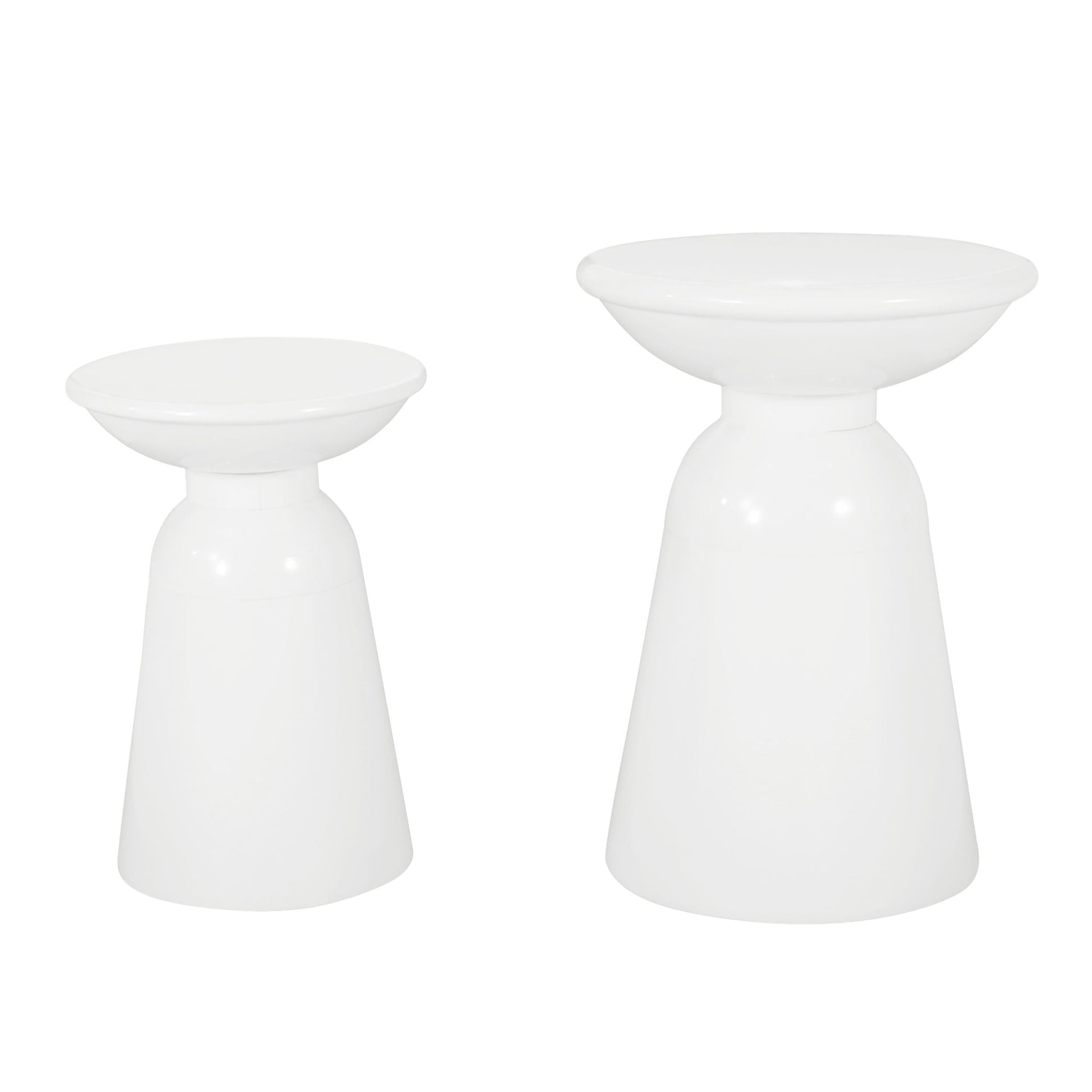 Serenita Outdoor Side Tables Set of 2 in white ceramic with flared design by HouseOfZazla on Tampa Home & Garden Store