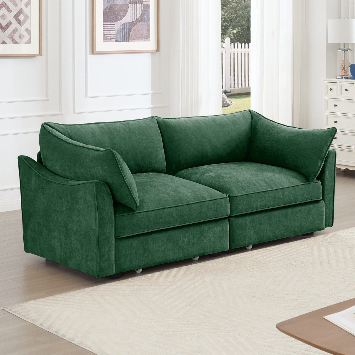 2 Seater Sofa With Pull Out Storage Drawers green velvet upholstery by HouseOfZazla on Tampa Home & Garden Store