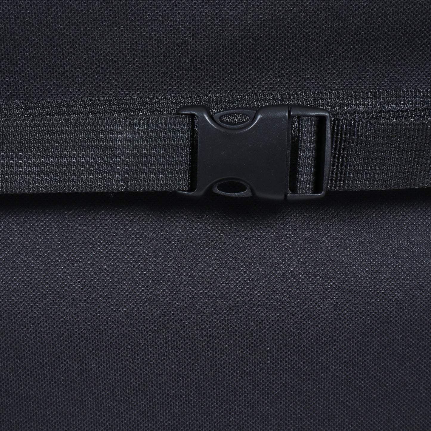 Pet trailer strap buckle on textured black fabric on Tampa Home & Garden Store