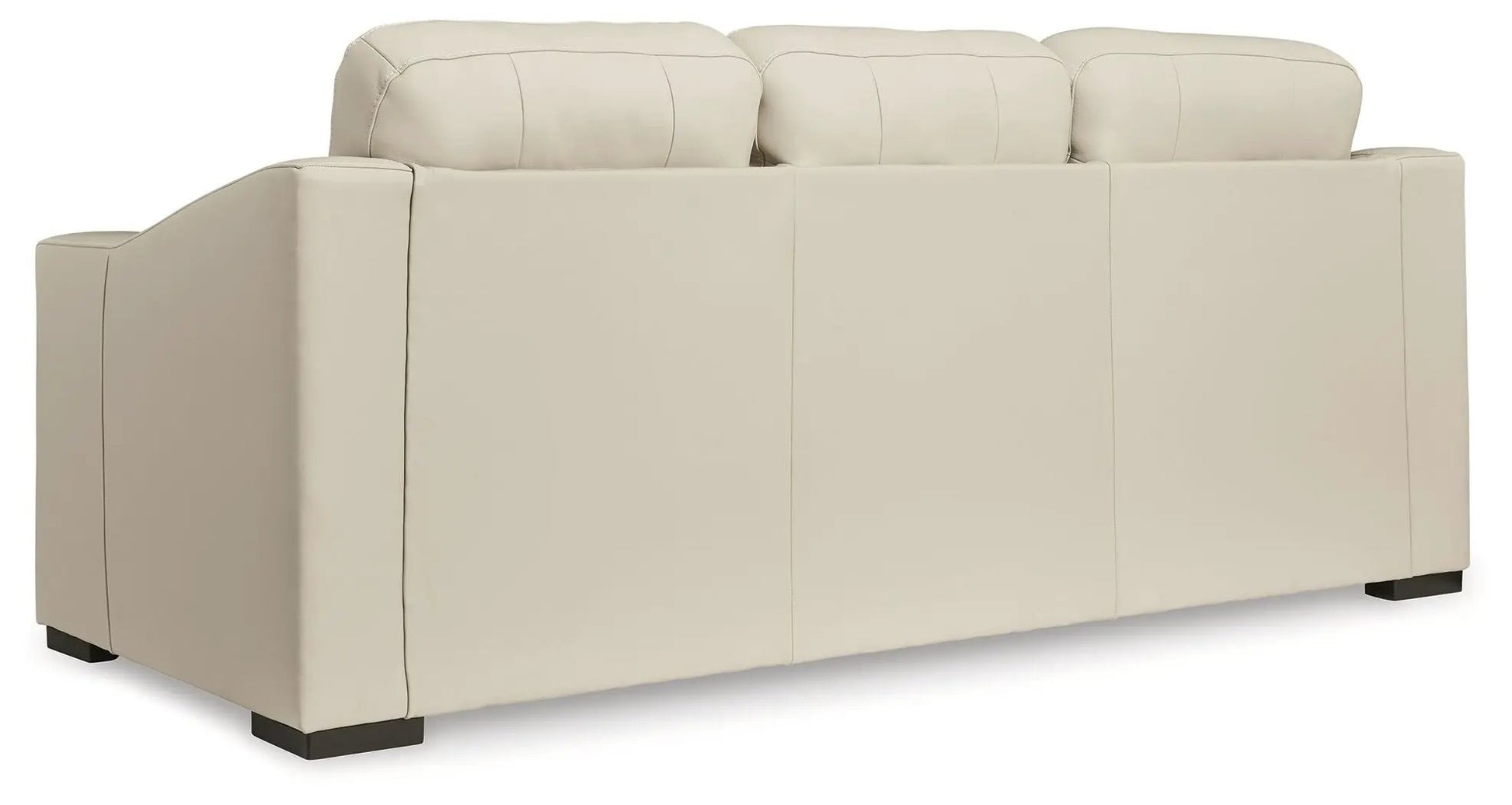 Treasure Trove 2 Pc Sofa Loveseat almond faux leather with back cushions and square legs on Tampa Home & Garden Store