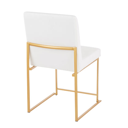 Contemporary high back dining chairs white upholstered seats with gold frames HouseOfZazla on Tampa Home & Garden Store