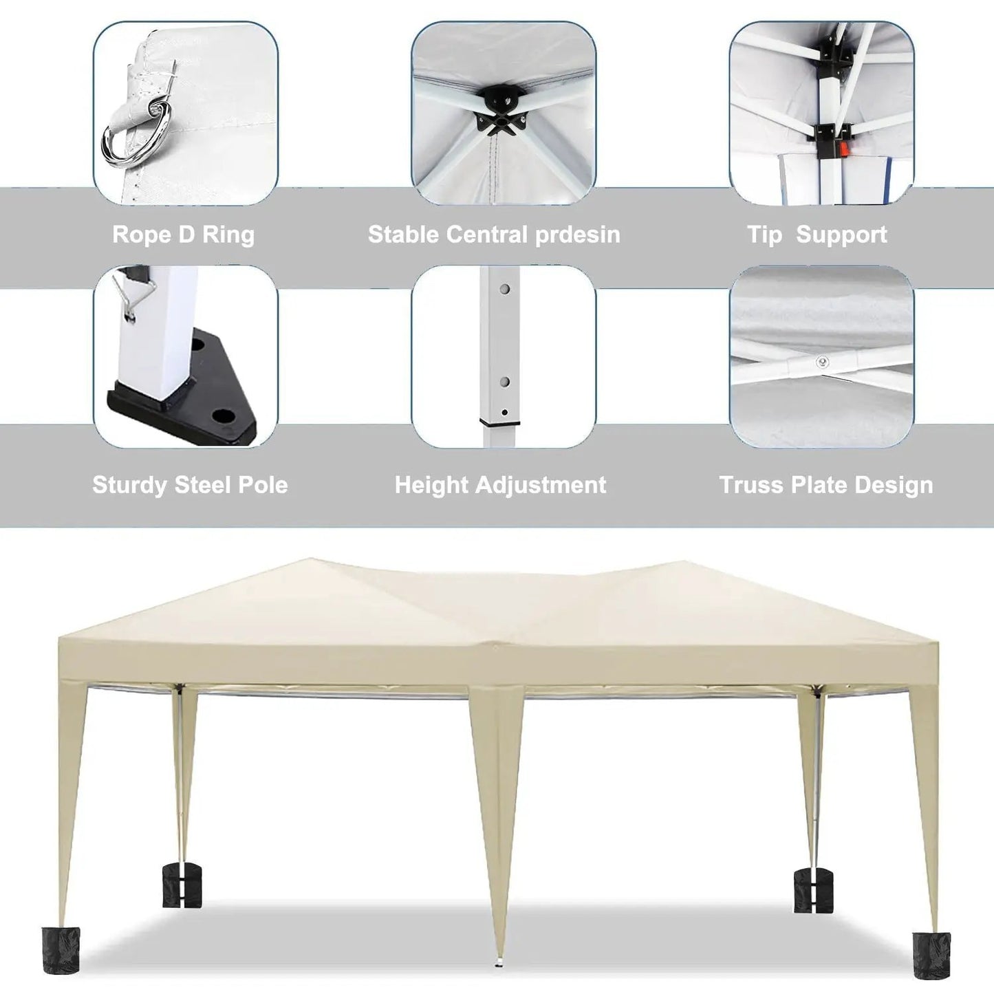 10x20 Ez Pop Up Canopy with 6 removable sidewalls, carry bag, weight bags, steel frame on Tampa Home & Garden Store