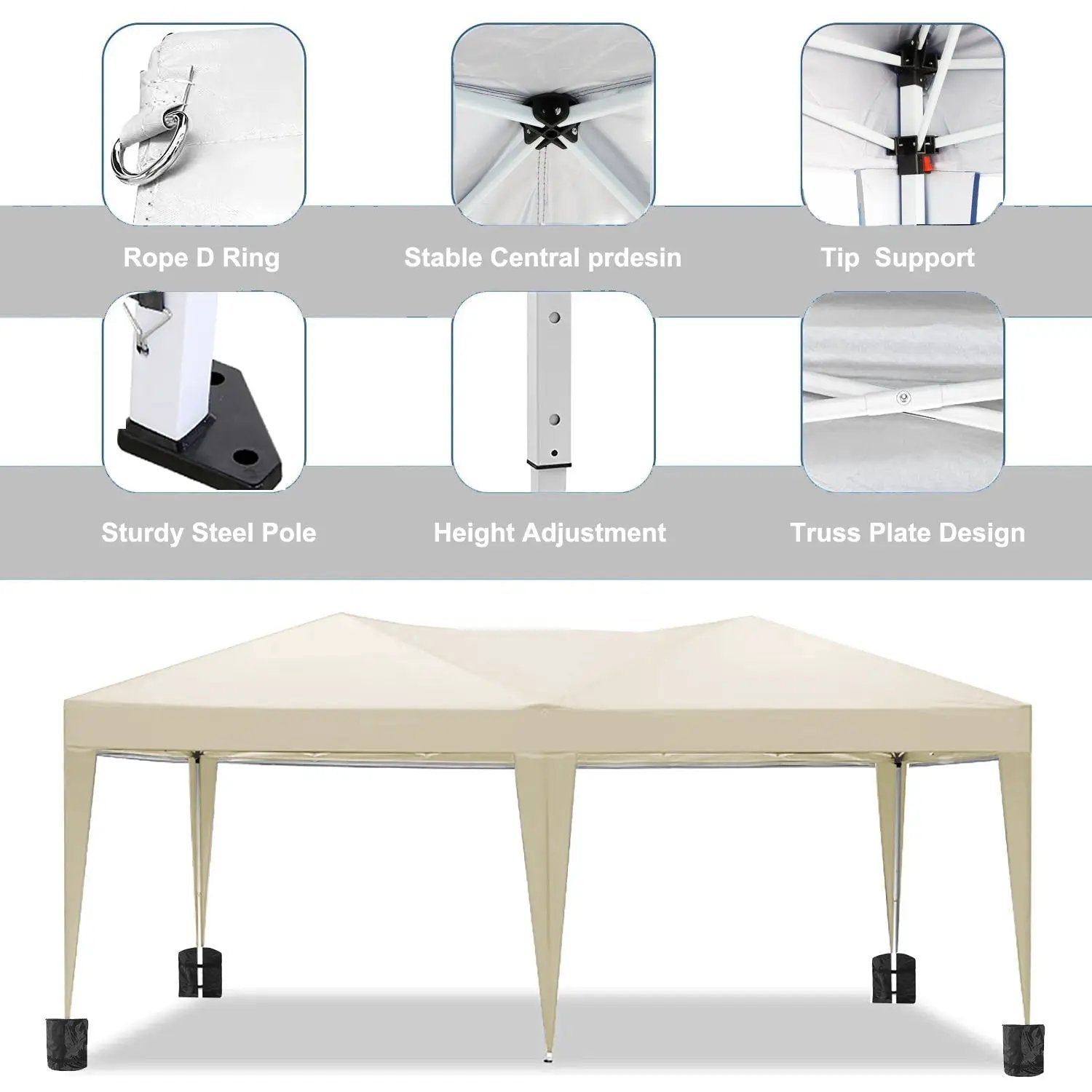 10x20 Ez Pop Up Canopy with 6 removable sidewalls, carry bag, weight bags, steel frame on Tampa Home & Garden Store