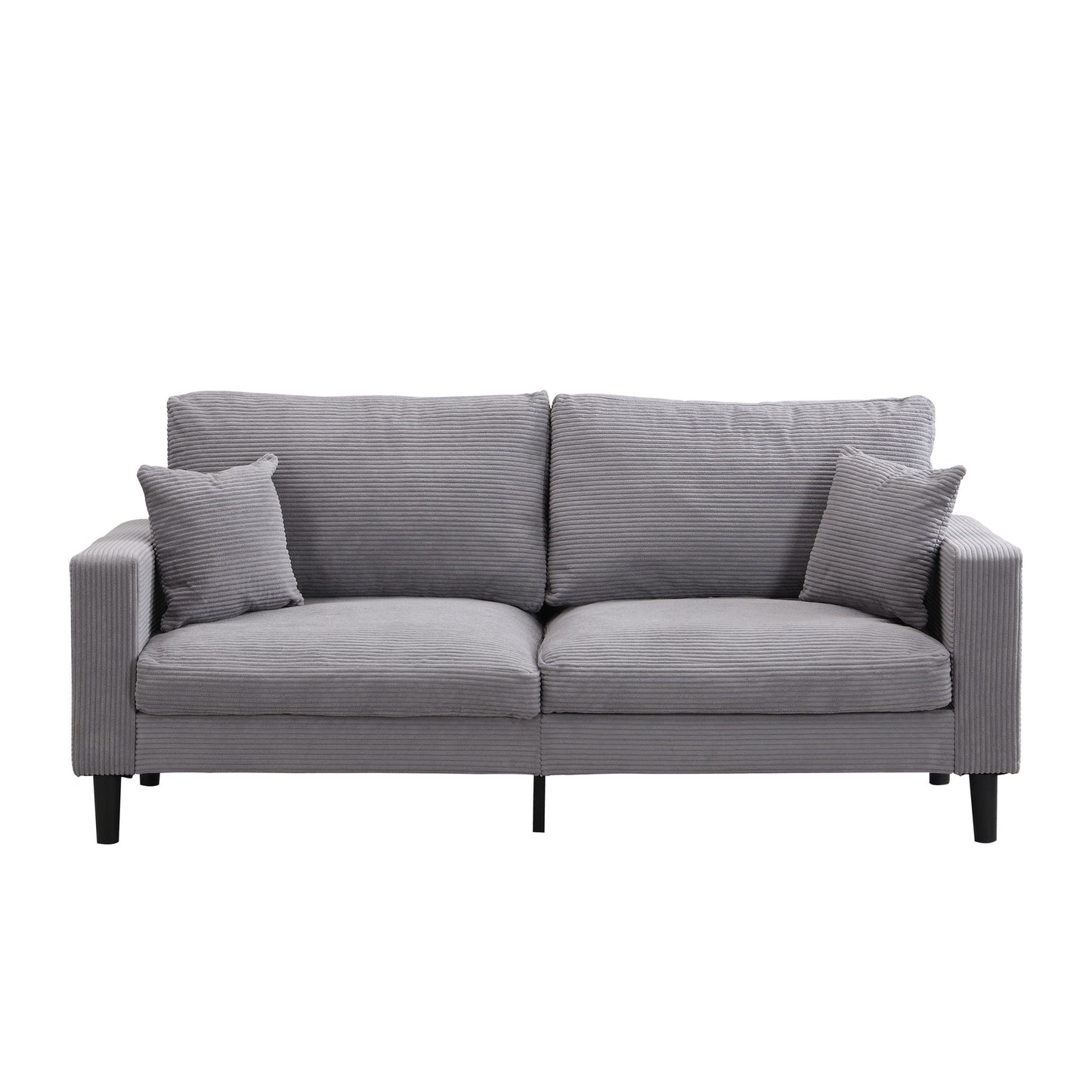 Modern Upholstered 3 Seat Sofa and Two Pillows