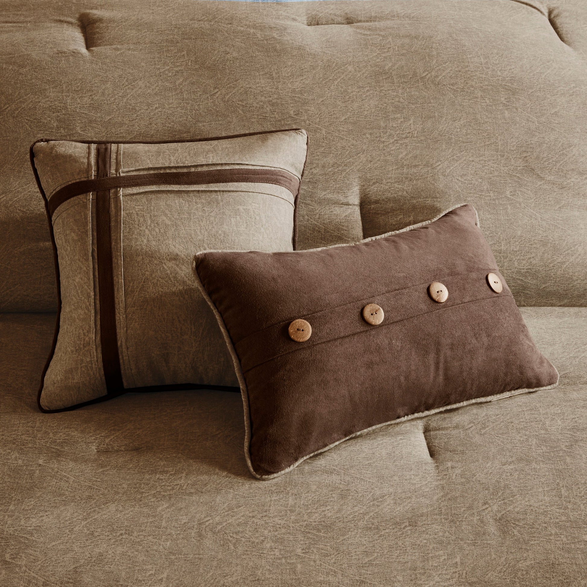 7 Piece Faux Suede Comforter Set Brown Queen by HouseOfZazla on Tampa Home & Garden Store