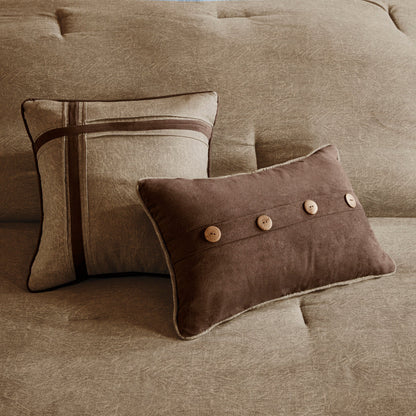 7 Piece Faux Suede Comforter Set Brown Queen by HouseOfZazla on Tampa Home & Garden Store