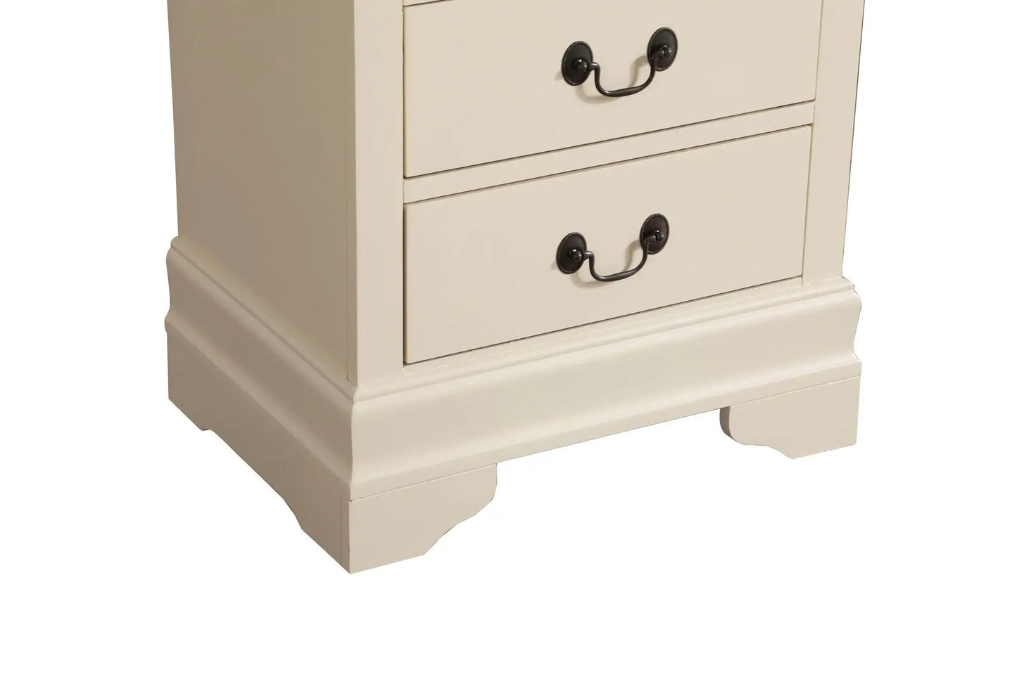 Traditional style lingerie storage chest in cream beige with dark metal cup pulls on Tampa Home & Garden Store