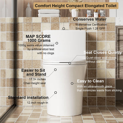 One Piece Toilet Tornado Dual Flush by HouseOfZazla, white toilet in beige tiled bathroom on Tampa Home & Garden Store