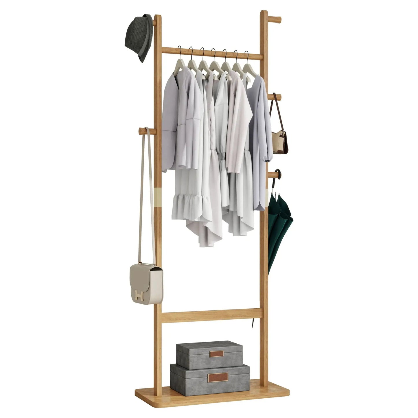 Solid Rubber Wood Hat Rack for Entryways