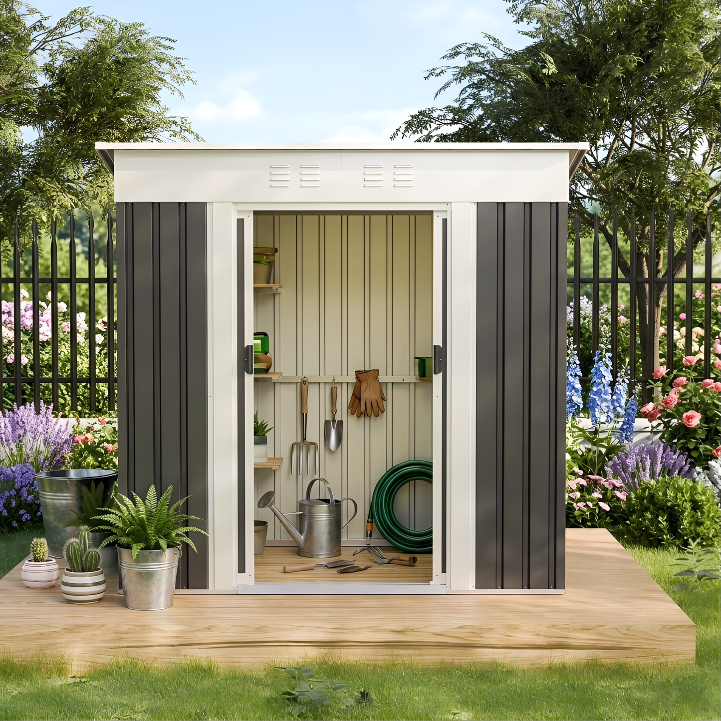 Steel Garden Shed for Patio and Outdoor Storage