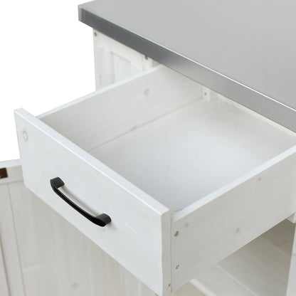 Outdoor Kitchen Island Fir Wood Prep Station white cabinet black handles HouseOfZazla on Tampa Home & Garden Store