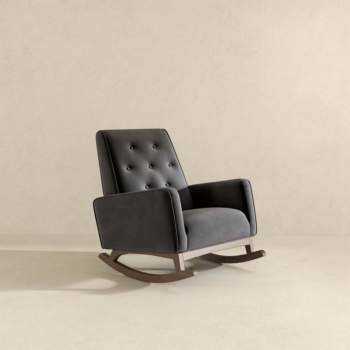 Rocking chair dark gray leatherette with high-density foam cushion and tufted back on Tampa Home & Garden Store