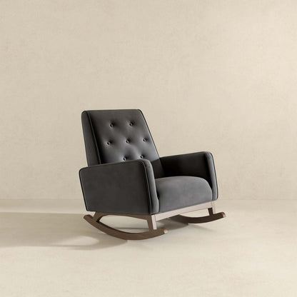 Rocking chair dark gray leatherette with high-density foam cushion and tufted back on Tampa Home & Garden Store