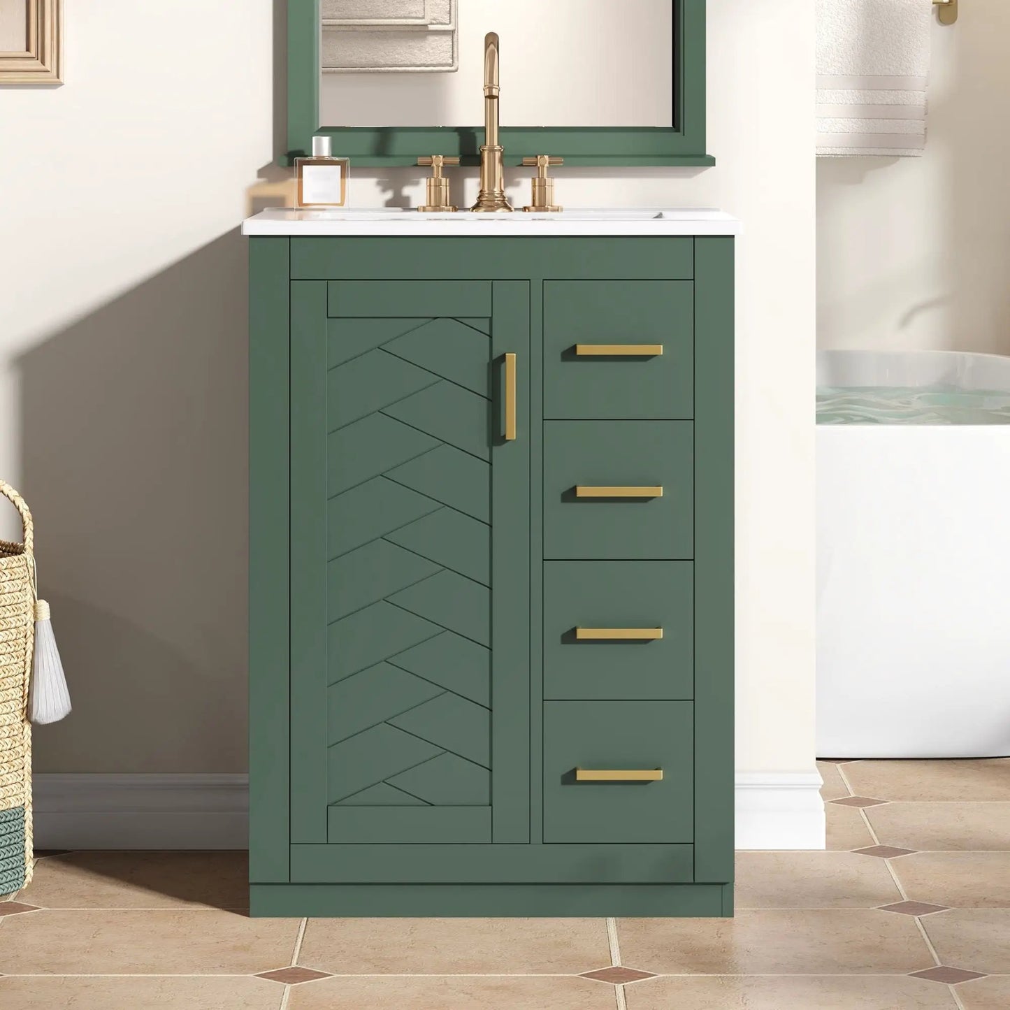 Modern Bathroom Vanity With 1 Door and 3 Drawers