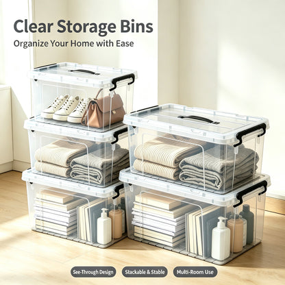 4 Pack 90 QT Clear Plastic Storage Bins and Lids