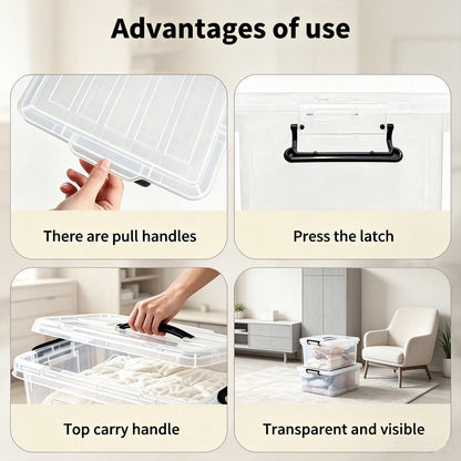 4 Pack 90 QT Clear Plastic Storage Bins and Lids