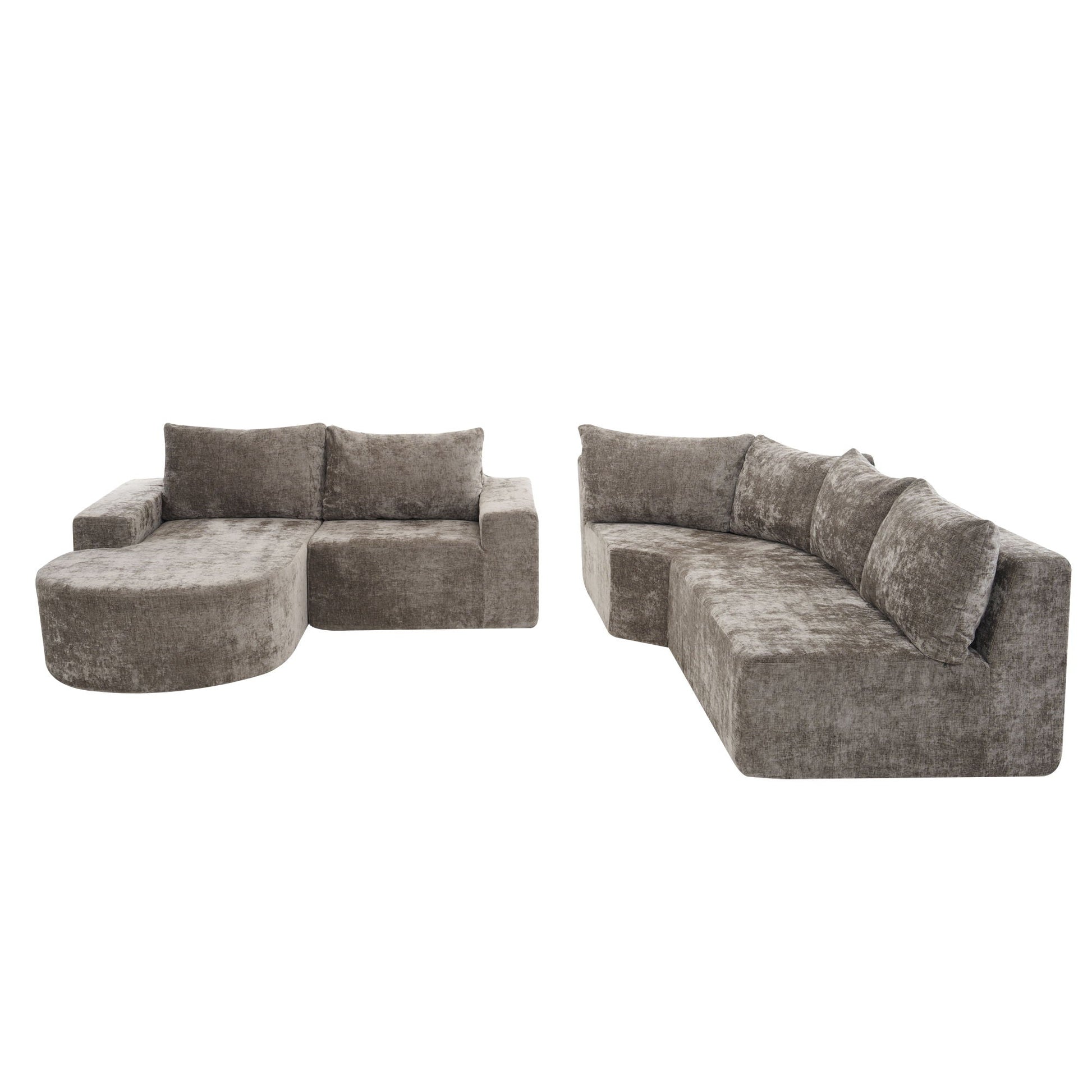 Modular Cloud Sectional Sofa by HouseOfZazla, 3-piece gray velvet U-shaped with ottoman on Tampa Home & Garden Store