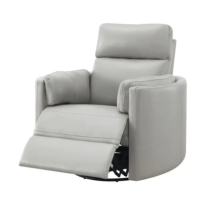 Sagen glider recliner with swivel in light gray leatherette upholstery on Tampa Home & Garden Store