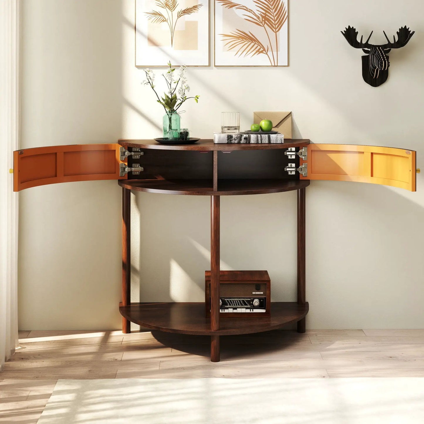 Demi Lune Console Table with 2 Storage Drawers