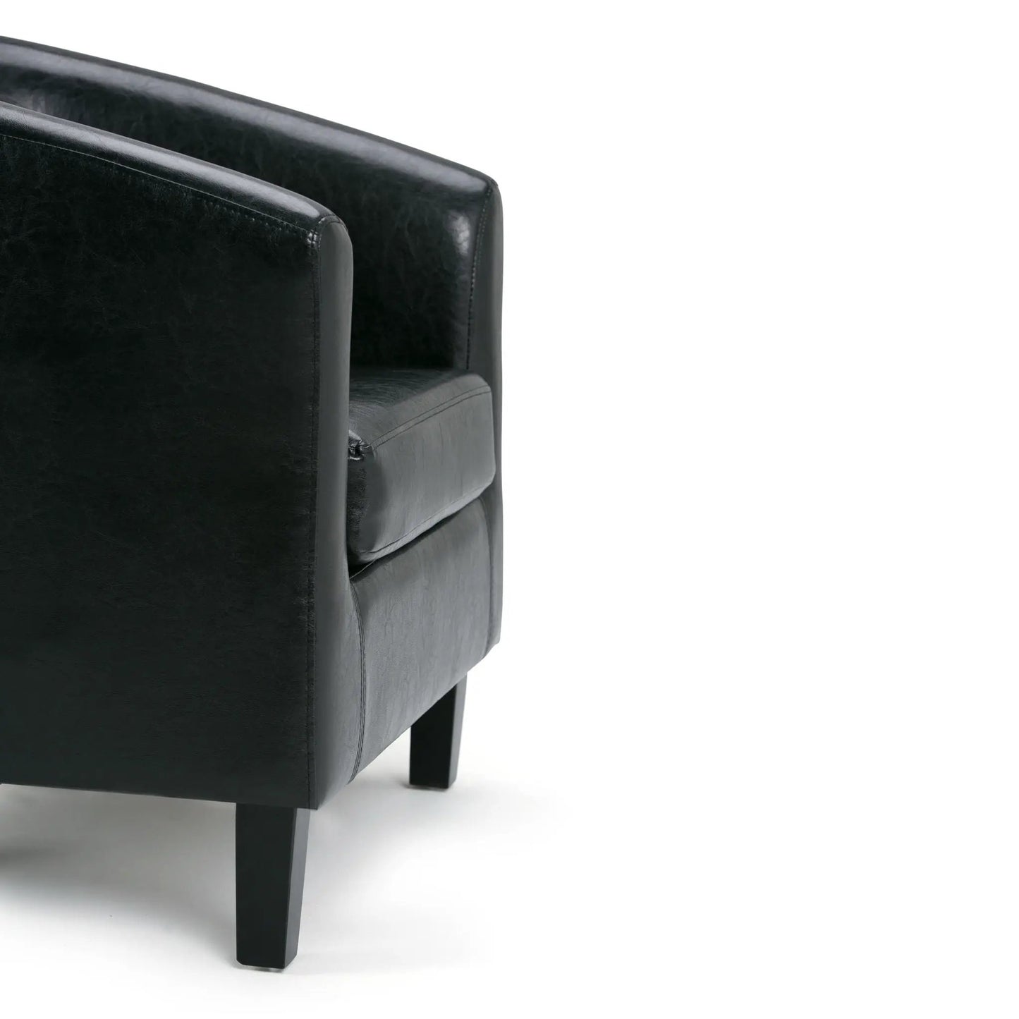 Austin Transitional Tub Chair, black leather upholstery, Unique Piece Furniture, squared legs on Tampa Home & Garden Store