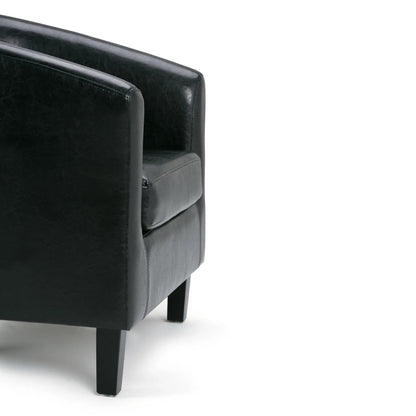 Austin Transitional Tub Chair, black leather upholstery, Unique Piece Furniture, squared legs on Tampa Home & Garden Store