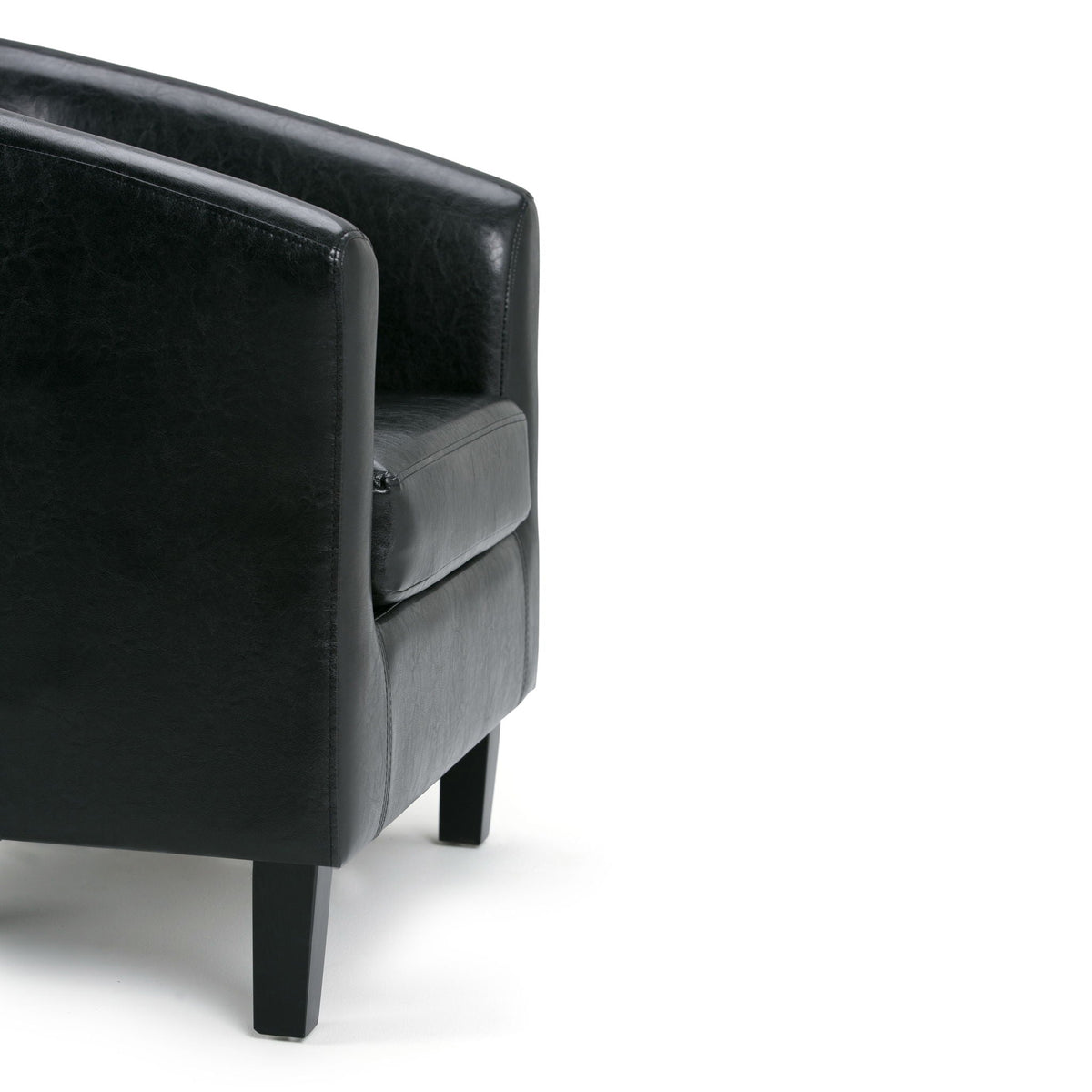 Transitional Tub Chair with solid black legs in black leather upholstery on Tampa Home & Garden Store