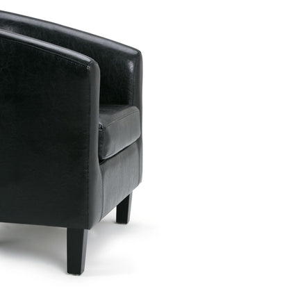 Transitional Tub Chair with solid black legs in black leather upholstery on Tampa Home & Garden Store
