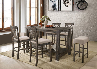 Martha II 7-Piece Counter Height Dining Set Gray with X-back chairs by HouseOfZazla on Tampa Home & Garden Store