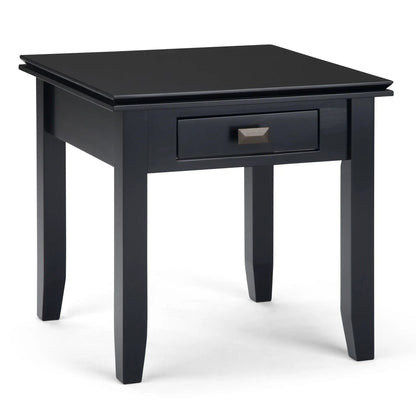 Artisan Handcrafted End Table, black finish with a single drawer on Tampa Home & Garden Store