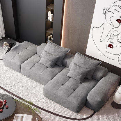 Modern oversized DIY modular sectional sofa in gray fabric with pillows on Tampa Home & Garden Store