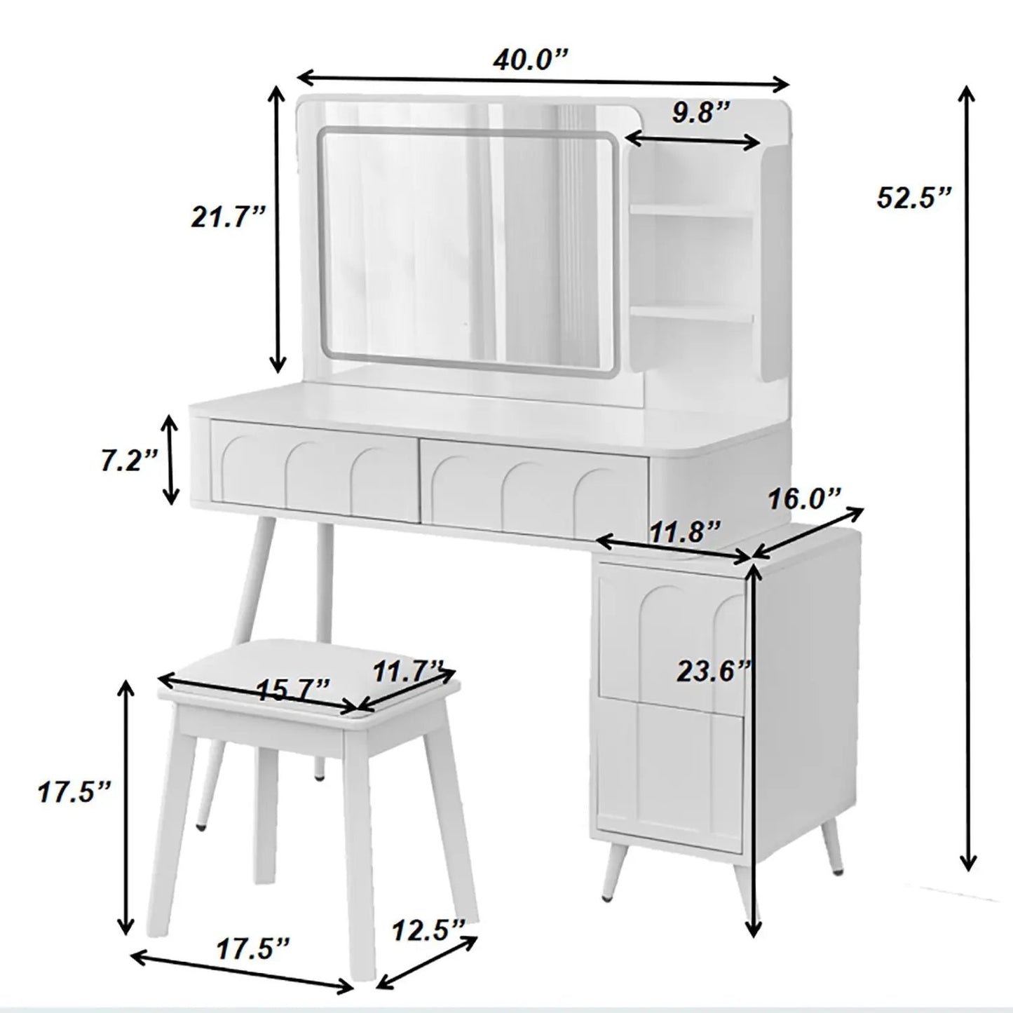 Modern Makeup Vanity Desk With LED Mirror