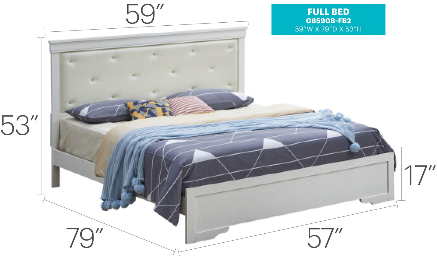 Transitional Tufted Bed and Textured Footboard