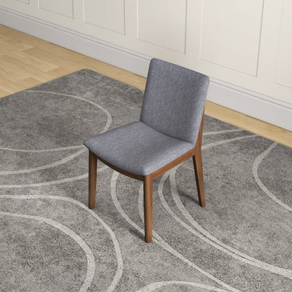 Mid-Century Modern solid wood dining chair set, gray fabric upholstery, 2 chairs on Tampa Home & Garden Store
