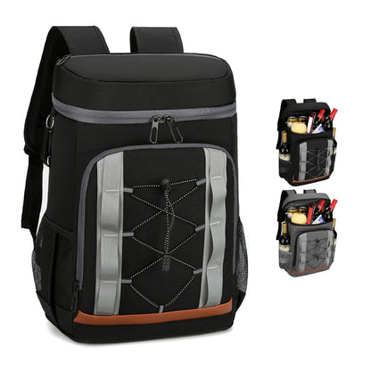 GemGear cooler backpack 36-can leakproof insulated black with gray accents front bungee cord on Tampa Home & Garden Store