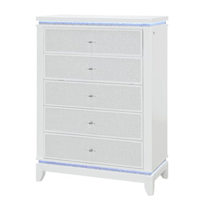 Adalid Five Drawer Chest With Led Lighting White