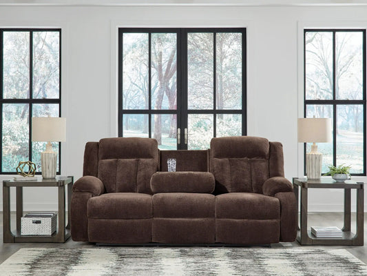 Free Wake reclining power sofa with drop down table chocolate-brown Unique Piece Furniture on Tampa Home & Garden Store