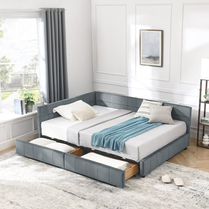 Mid-Century Upholstered Bed Frame and Backrest