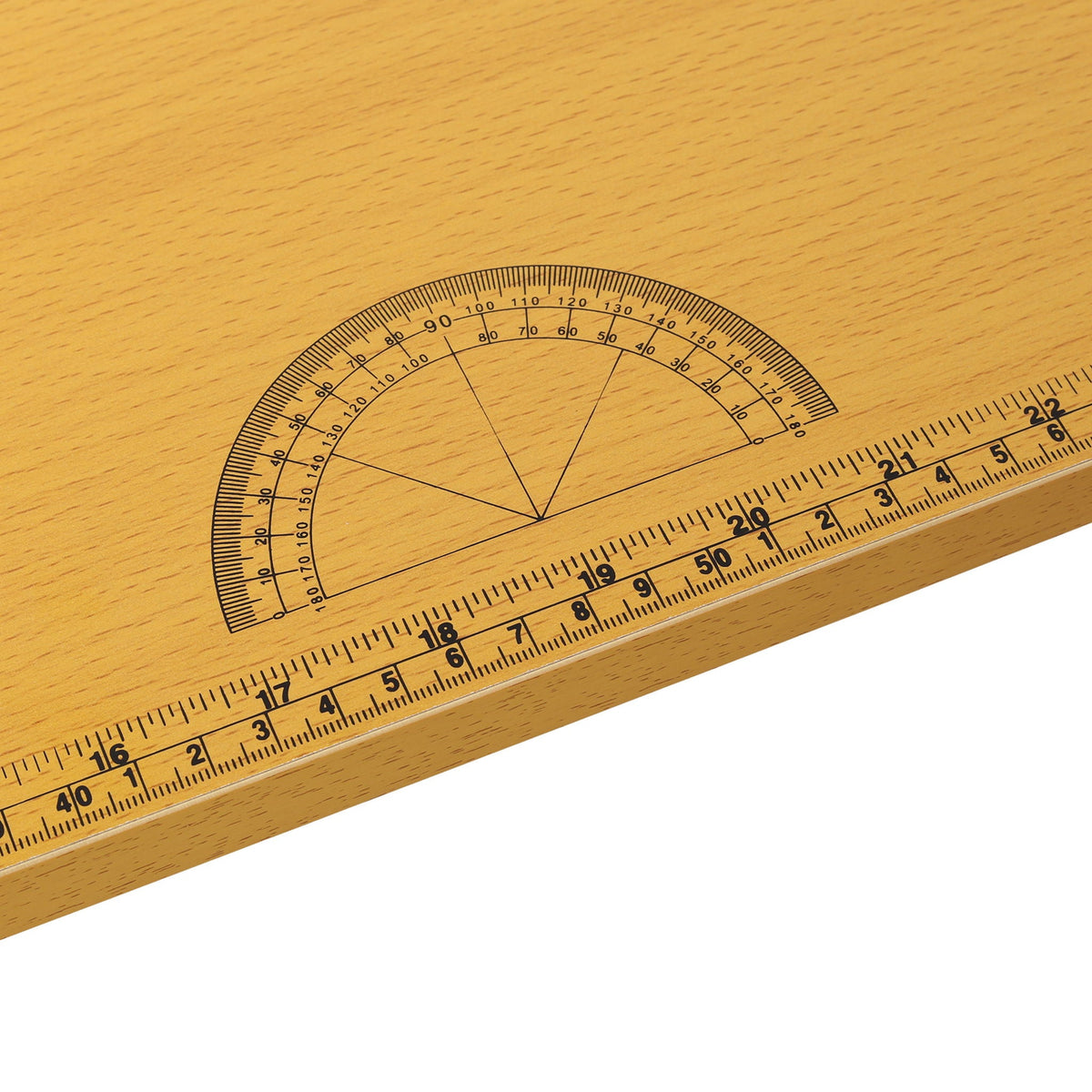 Angle finder and measuring ruler on wooden surface with metric marks on Tampa Home & Garden Store