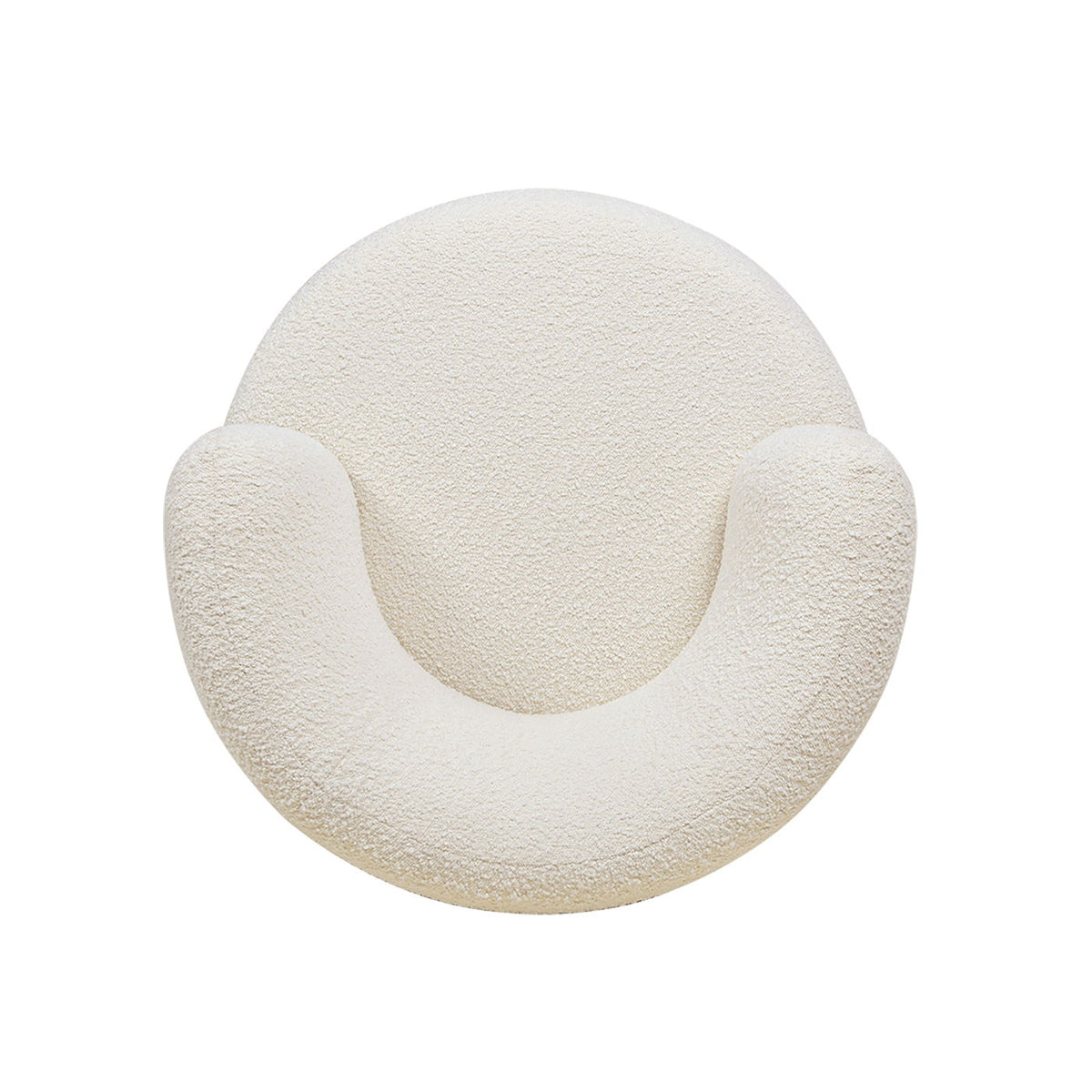 Ivory white boucle swivel accent chair with low barrel back 360-degree movement HouseOfZazla on Tampa Home & Garden Store