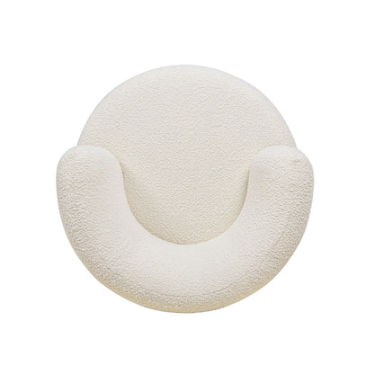 Ivory white boucle swivel accent chair with low barrel back 360-degree movement HouseOfZazla on Tampa Home & Garden Store