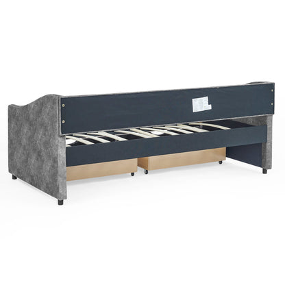 Upholstered Tufted Daybed with Storage Drawers