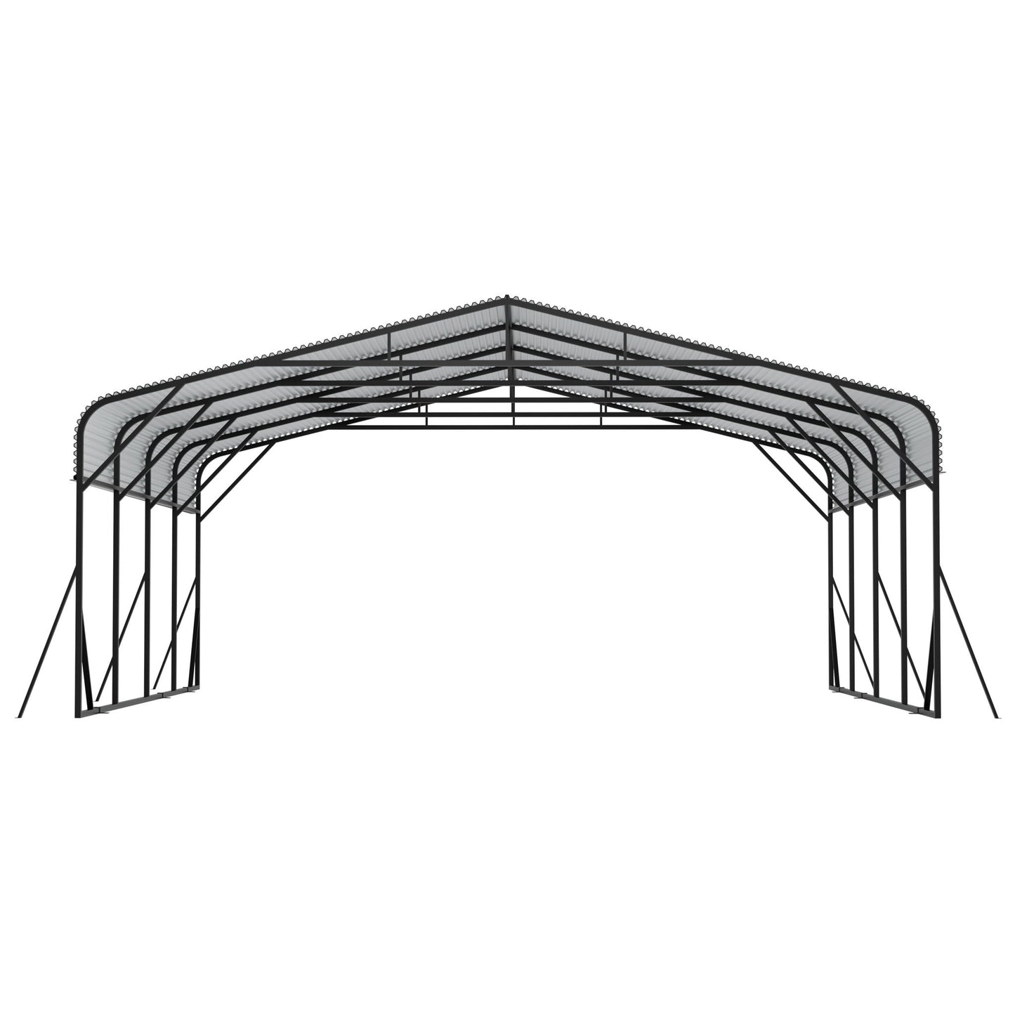 Heavy Duty Carport Shelter Black metal frame with corrugated roof panels on Tampa Home & Garden Store