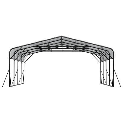 Heavy Duty Carport Shelter Black metal frame with corrugated roof panels on Tampa Home & Garden Store