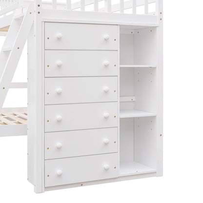 Bunk Bed With Six Drawers And Flexible Shelves