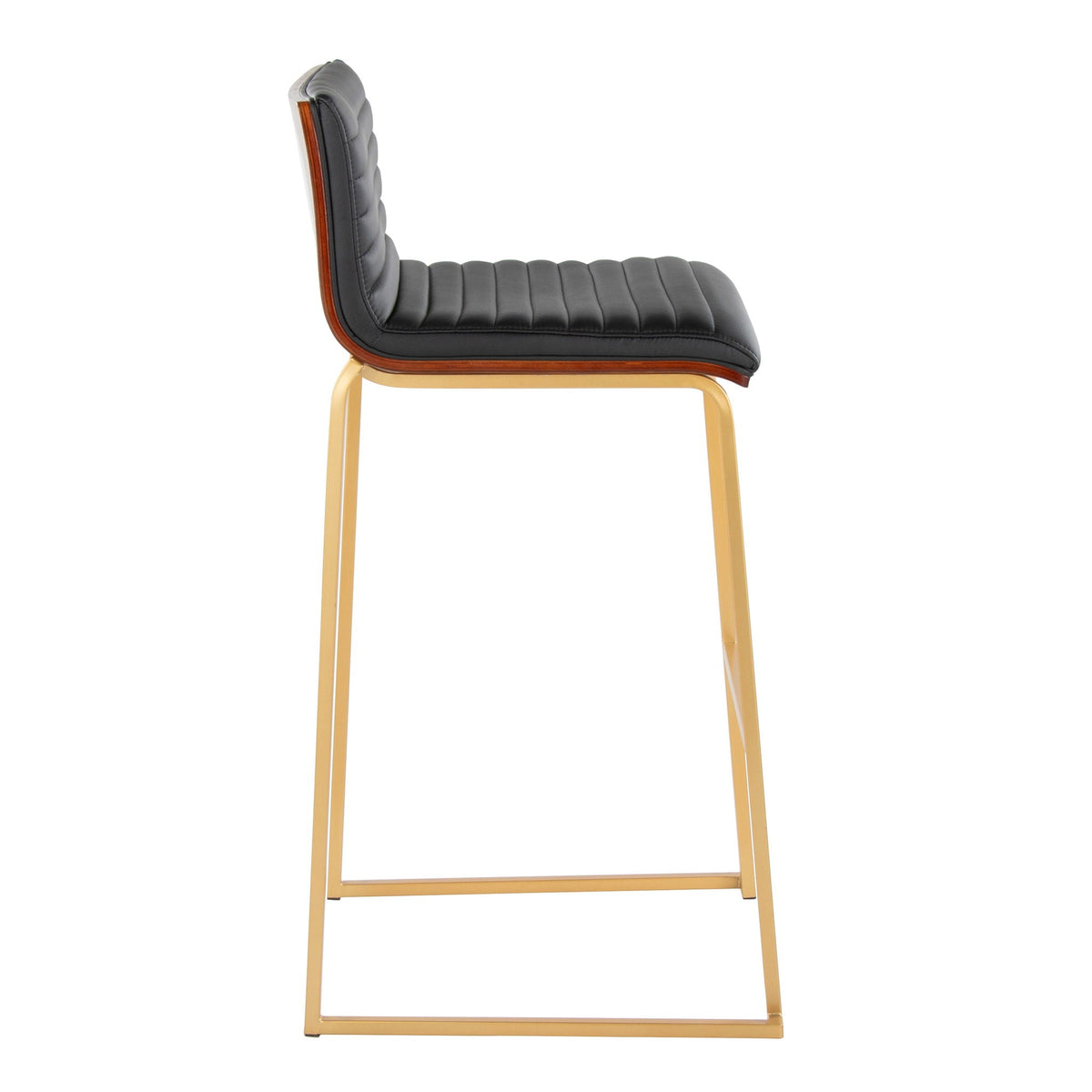 Mason Mara fixed-height barstool with black upholstered seat and tufted back wood frame on Tampa Home & Garden Store