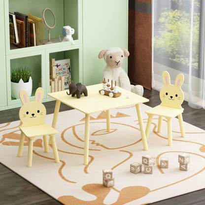 Table and chair set for toddlers with two bunny chairs in pastel yellow by HouseOfZazla on Tampa Home & Garden Store