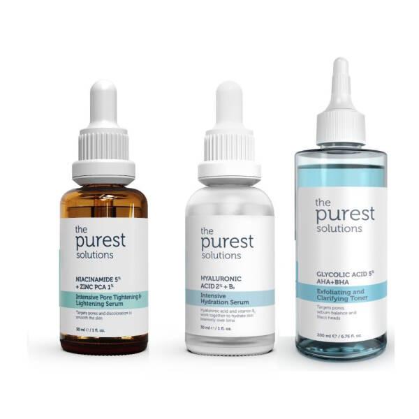 The Purest Solutions kit: pore tightening serum, hydrating hyaluronic serum, exfoliating toner on Tampa Home & Garden Store