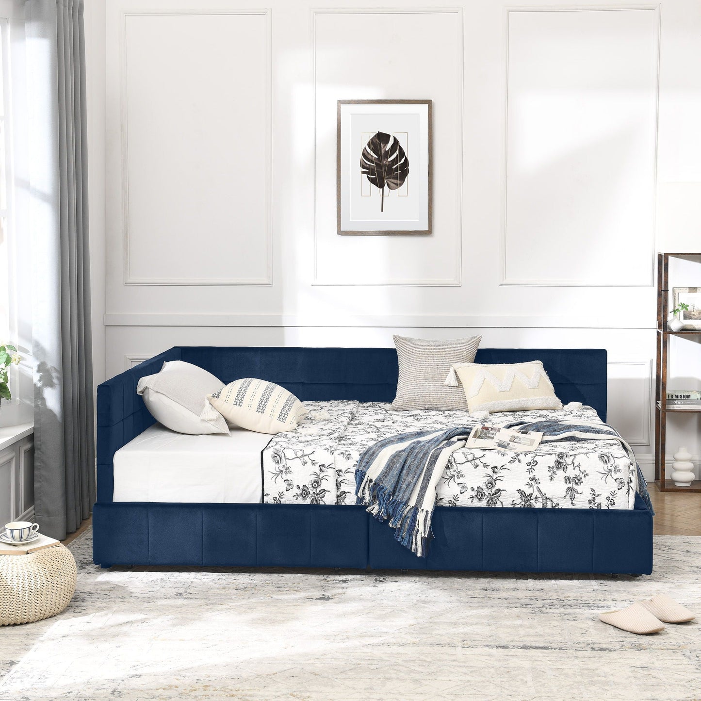 Mid Century Storage Upholstered Tufted Bed Frame