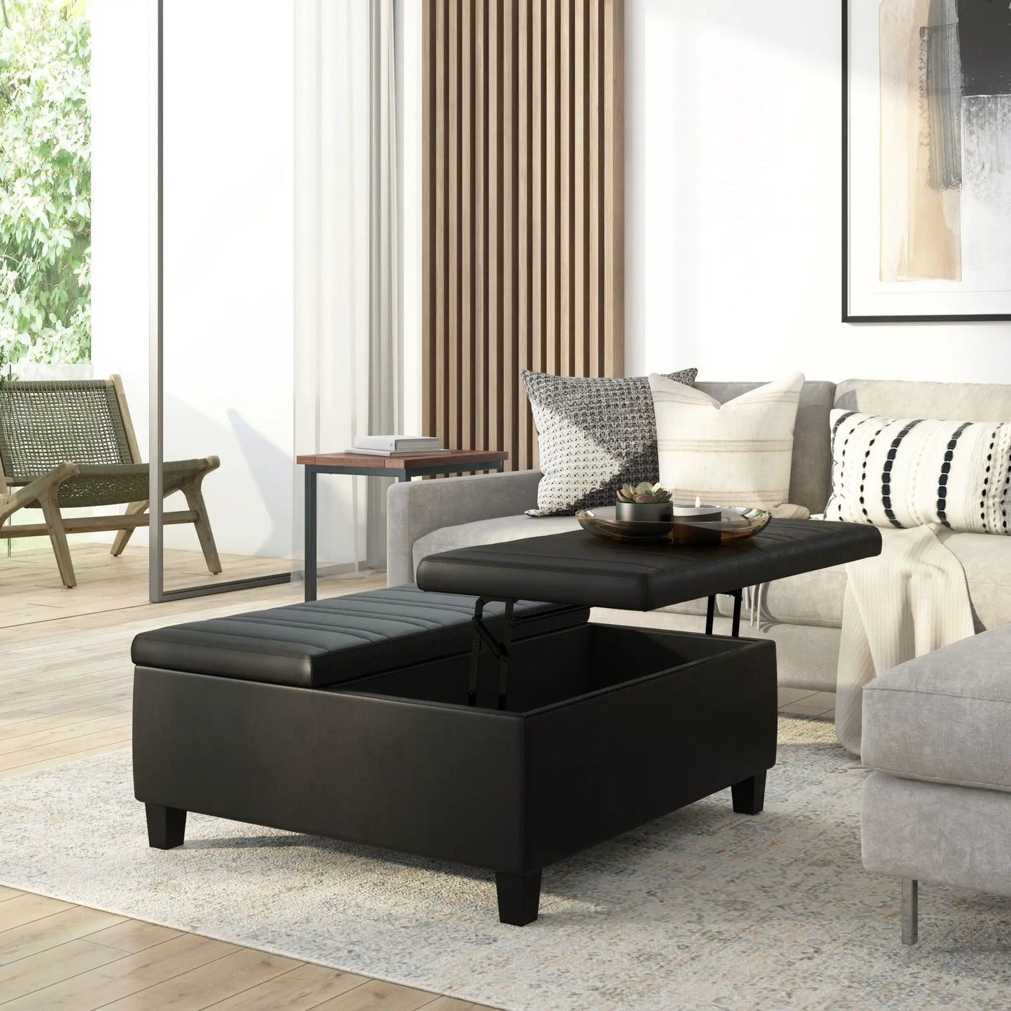Ellis Coffee Table Storage Ottoman Contemporary